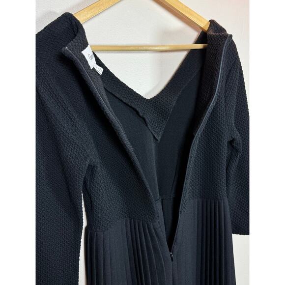 Ganni x Anthropologie Fulton Black Pleated Knit A-Line Cocktail Mini Dress Small - Picture 12 of 13